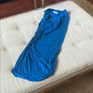 Helmut Lang Womens Sleeveless Side Cowl Bodycon Mini Dress Blue Petite TP Ruched